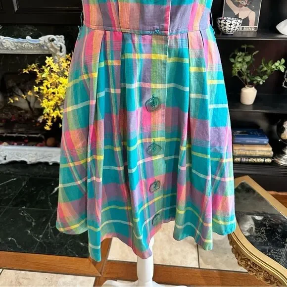 Joan Leslie Pastel Plaid Vintage 50's Dress Size 4